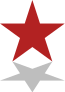 A dark red five-pointed star with a gray shadow in front of it