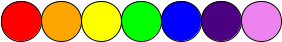 Seven outlined circles in the rainbow colors.
