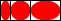A narrow red ellipse, a red circle, and a wide red ellipse, in a row.