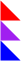 A red right triangle, a purple triangle, and a blue triangle, in a stack.