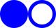 Two identical-size circles next to each other.  The first is a solid blue disc.  The second is a transparent circle outlined in blue.