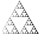 A fractal triangle that appears darker along the right side and lighter in the lower-left-hand corner.