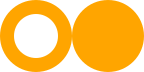 a hollow orange circle beside a solid orange circle