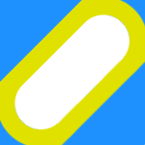 A diagonal hollow yellow oval on a bluebackground