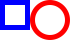a top-aligned sequence of images (an outlined blue square with side length 20 and line-width 5 beside an outlined red circle with diameter 30)