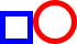 a bottom-aligned sequence of images (an outlined blue square with side length 20 and line-width 5 beside an outlined red circle with diameter 30)