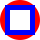overlaid images, aligned center-center (an outlined blue square with side length 20 and line-width 5 over an outlined red circle with diameter 30)