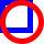 overlaid images, aligned left-top (an outlined red circle with diameter 30 over an outlined blue square with side length 20 and line-width 5)