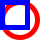 overlaid images, aligned left-top (an outlined blue square with side length 20 and line-width 5 over an outlined red circle with diameter 30)