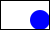 a solid blue circle with diameter 20, shifted down by 10, shifted right by 30 with a black frame around it