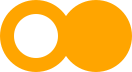 a hollow orange circle beside a solid orange circle; the edges of the circles overlap a bit