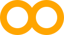 a hollow orange circle beside a holow orange circle; the edges of the circles overlap a bit