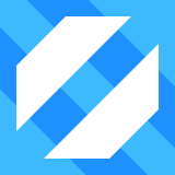 Alternating light-blue and blue diagonal stripes with two polygonal parts cut out