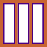 Three side-by-side hollow purple rectangles on an orange background