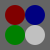 a grid of four circles overlaid on a gray square