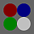 a grid of four circles overlaid on a gray square; places where the circles intersect are slightly brighter