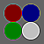 a grid of four circles overlaid on a gray square; the outlines of the circles are bright