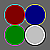 a grid of four circles overlaid on a gray square; the outlines of the circles are bright and then dark