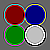 a grid of four circles overlaid on a gray square; the outlines of the circles are bright and then dark and then bright