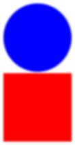 A red circle over a blue square, blurred a bit more.  The white space is slowly disappearing.