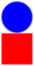 A red circle over a blue square, blurred a bit more.  The white space is nearly gone.