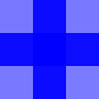 a 3x3 grid of squares. The corners are light blue. The sides are darker blue. The center is pure blue.