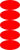 a stack of five red ellipses