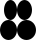 a center-aligned stack of images (a center-aligned sequence of images (a solid black 13-by-20 ellipse beside a solid black 15-by-20 ellipse) above a center-aligned sequence of images (a solid black 17-by-20 ellipse beside a solid black 19-by-20 ellipse))