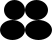 a center-aligned stack of images (a center-aligned sequence of images (a solid black 21-by-20 ellipse beside a solid black 23-by-20 ellipse) above a center-aligned sequence of images (a solid black 25-by-20 ellipse beside a solid black 27-by-20 ellipse))