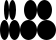 a center-aligned sequence of images (a center-aligned stack of images (a center-aligned sequence of images (a solid black 5-by-20 ellipse beside a solid black 7-by-20 ellipse) above a center-aligned sequence of images (a solid black 9-by-20 ellipse beside a solid black 11-by-20 ellipse)) beside a center-aligned stack of images (a center-aligned sequence of images (a solid black 13-by-20 ellipse beside a solid black 15-by-20 ellipse) above a center-aligned sequence of images (a solid black 17-by-20 ellipse beside a solid black 19-by-20 ellipse)))