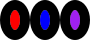 three thickly-outlined narrow ellipses in a row
