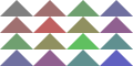 A four-by-four grid of colored triangles