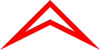 an outlined red dart with width 100, height 50, middle height 25, and line-width 10