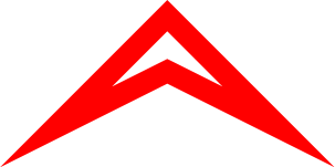 an outlined red dart with width 100, height 50, middle height 25, and line-width 20