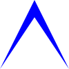 a solid blue dart with width 100, height 100, and middle height 75