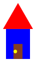 A smaller picture of a house, which is blue.