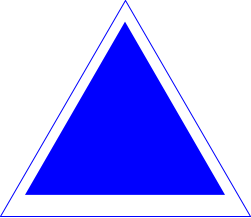 An outline of a blue triangle with a solid triangle representing the remaining work.