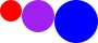 three circles in increasing size next to each other, aligned at the top
