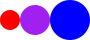 three circles in increasing size next to each other, with their centers aligned