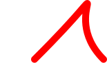 a curved red line of width 10 connecting (50,50) to (150,50)
