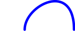 a curved blue line of width 5 connecting (50,50) to (150,50)