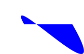 a filled blue curve connecting (50,50) to (150,50)