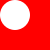 the result of subtracting a solid blue circle with diameter 30 from a solid red square with side length 50