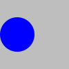one image (a solid blue circle with diameter 50) whose right is placed at 50 and whose center is placed at 50 on another image (a solid gray square with side length 100)