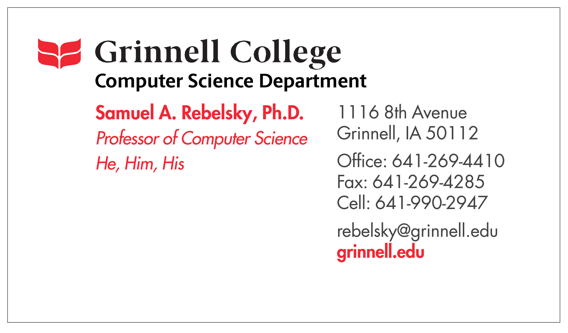 An image of a business card.  See the following text for more information.