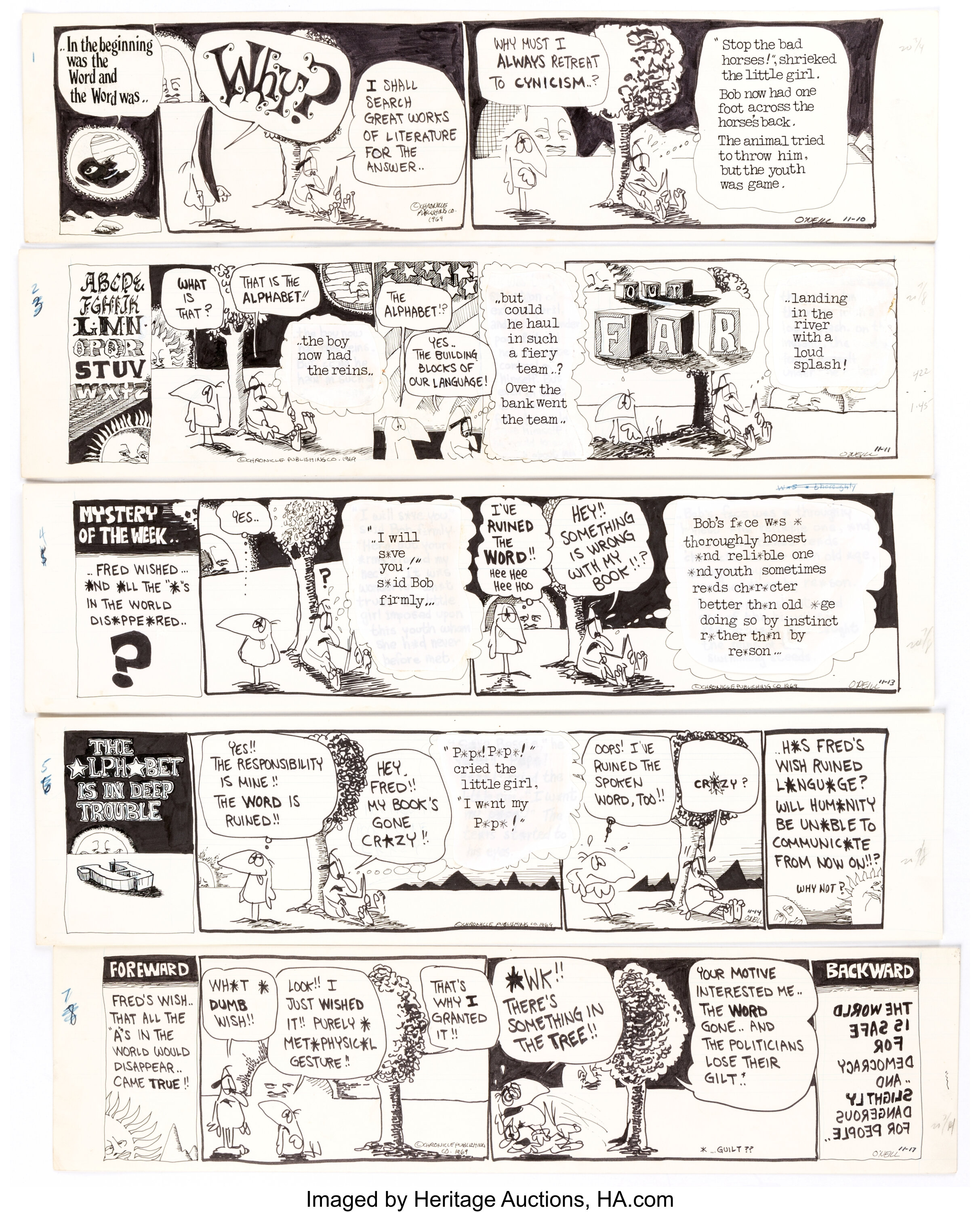 Five comic strips.