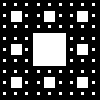 A black 100x100 Sierpinski carpet with one more level