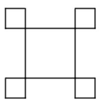 A square with edges of length 100.  At each corner, there is a smaller square with edges of length 40