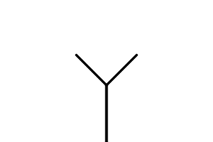A straight line going upward from the bottom of the image.  Two lines branch out, one at -45 degrees and one at 45 degrees.